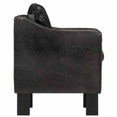 TRUE DEAL Fauteuil Noir Cuir Véritable 5 TRUE DEAL Fauteuil Noir Cuir Véritable – Image 3