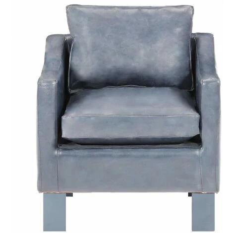 TRUE DEAL Fauteuil Gris Cuir Véritable 4 TRUE DEAL Fauteuil Gris Cuir Véritable – Image 2