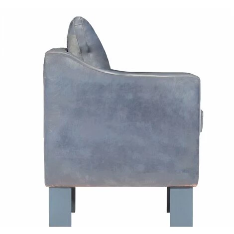 TRUE DEAL Fauteuil Gris Cuir Véritable 5 TRUE DEAL Fauteuil Gris Cuir Véritable – Image 3