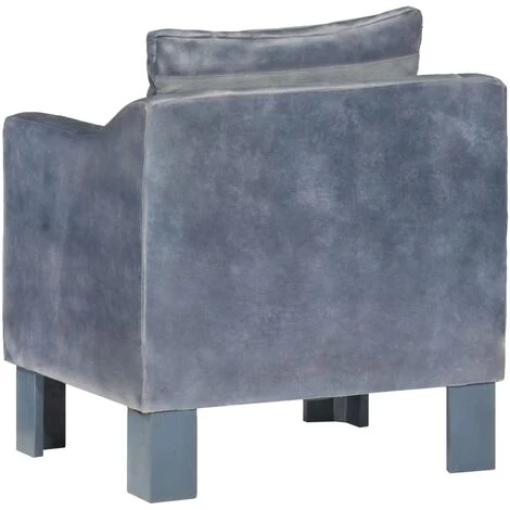 TRUE DEAL Fauteuil Gris Cuir Véritable 6 TRUE DEAL Fauteuil Gris Cuir Véritable – Image 4