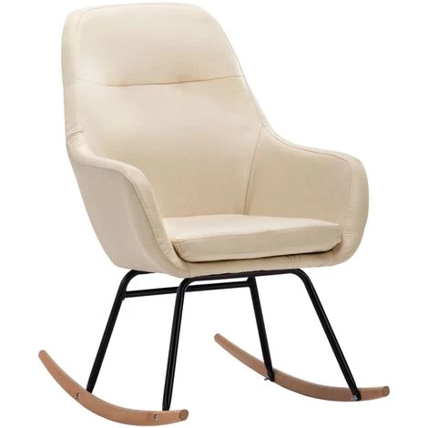 TRUE DEAL Chaise à Bascule Crème Tissu 4 TRUE DEAL Chaise à Bascule Crème Tissu – Image 2