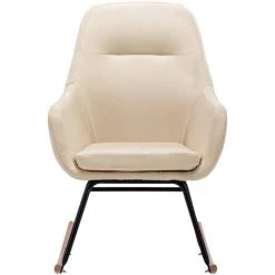 TRUE DEAL Chaise à Bascule Crème Tissu 9 TRUE DEAL Chaise à Bascule Crème Tissu -Pas Cher Fauteuil Magasin 26301141 3