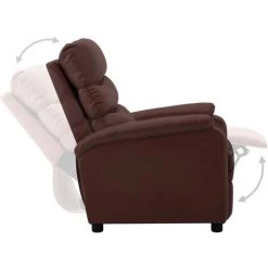 TRUE DEAL Fauteuil Inclinable Marron Similicuir -Pas Cher Fauteuil Magasin 26301270 5