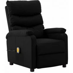 TRUE DEAL Fauteuil De Massage Inclinable Noir Similicuir