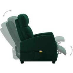 TRUE DEAL Fauteuil De Massage Inclinable Vert Foncé Tissu -Pas Cher Fauteuil Magasin 26301301 3