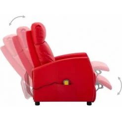 TRUE DEAL Fauteuil De Massage Inclinable Rouge Similicuir -Pas Cher Fauteuil Magasin 26301322 3