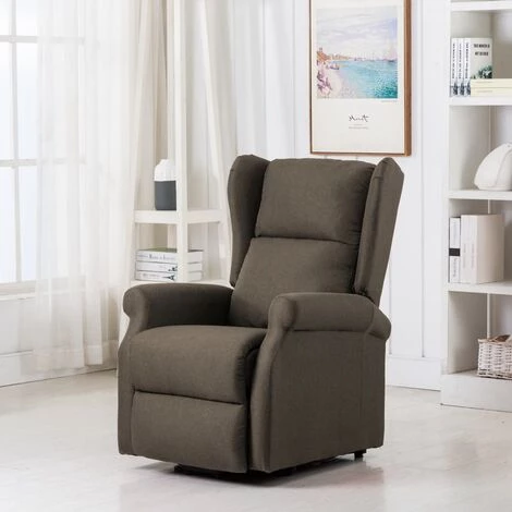 TRUE DEAL Fauteuil De Massage Inclinable Taupe Tissu 3 TRUE DEAL Fauteuil De Massage Inclinable Taupe Tissu