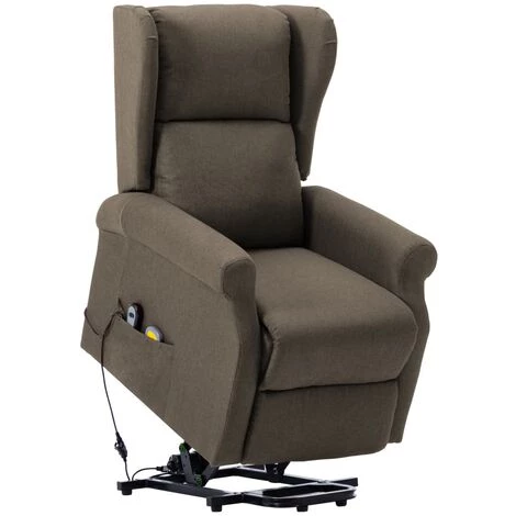 TRUE DEAL Fauteuil De Massage Inclinable Taupe Tissu 4 TRUE DEAL Fauteuil De Massage Inclinable Taupe Tissu – Image 2