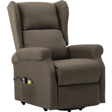 TRUE DEAL Fauteuil De Massage Inclinable Taupe Tissu 5 TRUE DEAL Fauteuil De Massage Inclinable Taupe Tissu – Image 3