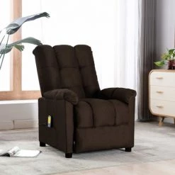 TRUE DEAL Fauteuil Inclinable De Massage Marron Foncé Tissu