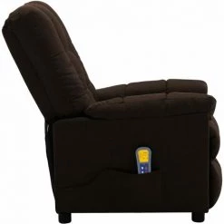 TRUE DEAL Fauteuil Inclinable De Massage Marron Foncé Tissu -Pas Cher Fauteuil Magasin 26301383 4