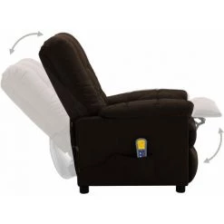 TRUE DEAL Fauteuil Inclinable De Massage Marron Foncé Tissu -Pas Cher Fauteuil Magasin 26301383 5