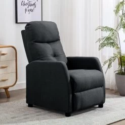 TRUE DEAL Fauteuil Inclinable Gris Foncé Tissu
