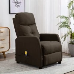 TRUE DEAL Fauteuil Inclinable De Massage Marron Tissu