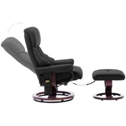 TRUE DEAL Fauteuil De Massage Inclinable Gris Similicuir Et Bois Courbé -Pas Cher Fauteuil Magasin 26301472 3