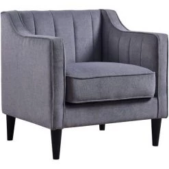 Fauteuil Cabriolet Moderne De Salon Tissu Gris Teamson Home Chester VNF00073EU - Gris