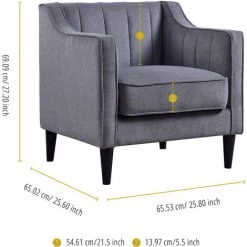 Fauteuil Cabriolet Moderne De Salon Tissu Gris Teamson Home Chester VNF00073EU - Gris -Pas Cher Fauteuil Magasin 26368536 4