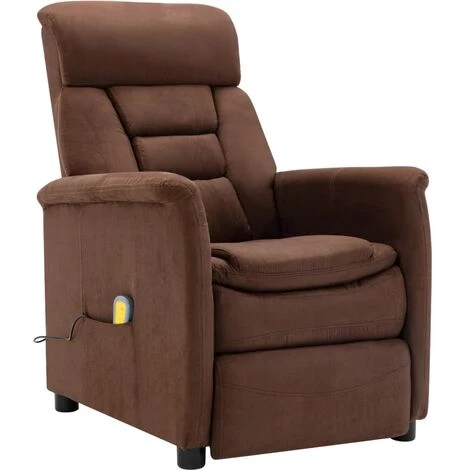 Fauteuil Inclinable De Massage Similicuir Daim Marron VidaXL 4 Fauteuil Inclinable De Massage Similicuir Daim Marron VidaXL – Image 2