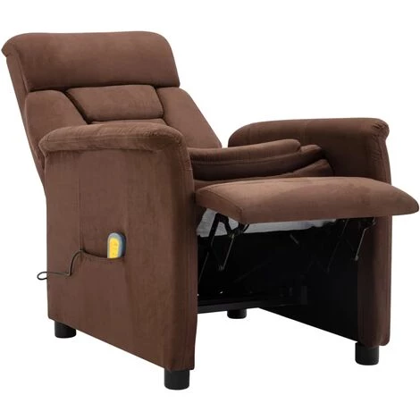 Fauteuil Inclinable De Massage Similicuir Daim Marron VidaXL 5 Fauteuil Inclinable De Massage Similicuir Daim Marron VidaXL – Image 3