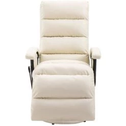 ASUPERMALL Fauteuil Inclinable TV Creme Similicuir 8 ASUPERMALL Fauteuil Inclinable TV Creme Similicuir -Pas Cher Fauteuil Magasin 26425641 2