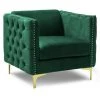 MOBILIER DECO ROMANCE - Fauteuil Capitonné En Velours Vert - Vert -Pas Cher Fauteuil Magasin 26516086 1