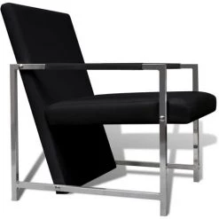 YOUTHUP Fauteuil Avec Pieds Chromés Noir Similicuir - Noir 9 YOUTHUP Fauteuil Avec Pieds Chromés Noir Similicuir - Noir -Pas Cher Fauteuil Magasin 26526708 3
