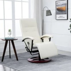 YOUTHUP Fauteuil TV Pivotant Crème Similicuir - Crème