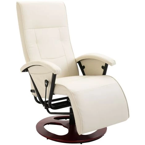 YOUTHUP Fauteuil TV Pivotant Crème Similicuir - Crème 4 YOUTHUP Fauteuil TV Pivotant Crème Similicuir - Crème – Image 2