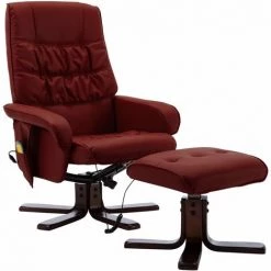YOUTHUP Fauteuil De Massage Inclinable Repose-pied Bordeaux Similicuir - Rouge -Pas Cher Fauteuil Magasin 26530610 2