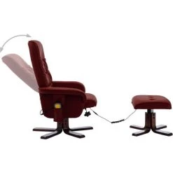YOUTHUP Fauteuil De Massage Inclinable Repose-pied Bordeaux Similicuir - Rouge -Pas Cher Fauteuil Magasin 26530610 4