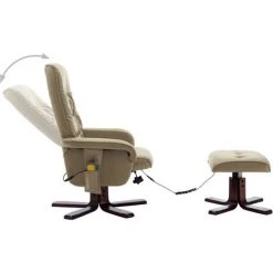 YOUTHUP Fauteuil Massage Inclinable Repose-pied Cappuccino Similicuir - Brun -Pas Cher Fauteuil Magasin 26530612 4