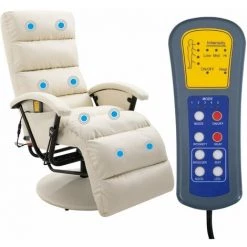 TRUE DEAL Fauteuil De Massage TV Blanc Crème Similicuir 8 TRUE DEAL Fauteuil De Massage TV Blanc Crème Similicuir -Pas Cher Fauteuil Magasin 26660940 2
