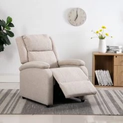 TRUE DEAL Fauteuil Inclinable TV Crème Tissu -Pas Cher Fauteuil Magasin 26660963 3