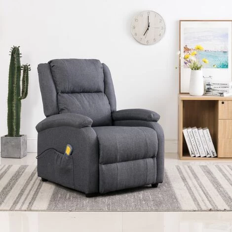 TRUE DEAL Fauteuil De Massage Gris Foncé Tissu 3 TRUE DEAL Fauteuil De Massage Gris Foncé Tissu