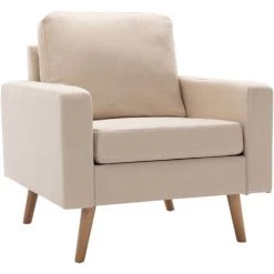 TRUE DEAL Fauteuil Crème Tissu -Pas Cher Fauteuil Magasin 26661703 2