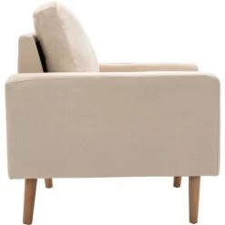 TRUE DEAL Fauteuil Crème Tissu -Pas Cher Fauteuil Magasin 26661703 4