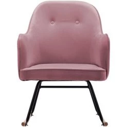 TRUE DEAL Chaise à Bascule Rose Velours -Pas Cher Fauteuil Magasin 26661832 3