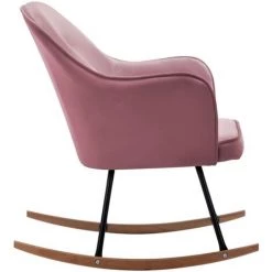TRUE DEAL Chaise à Bascule Rose Velours -Pas Cher Fauteuil Magasin 26661832 4