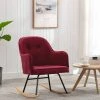 TRUE DEAL Chaise à Bascule Rouge Bordeaux Velours -Pas Cher Fauteuil Magasin 26661834 1