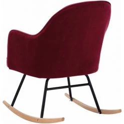 TRUE DEAL Chaise à Bascule Rouge Bordeaux Velours -Pas Cher Fauteuil Magasin 26661834 5
