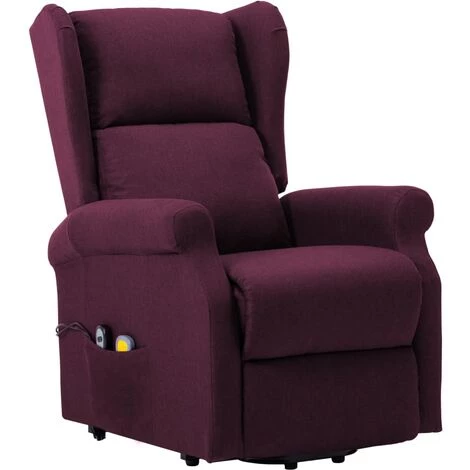 TRUE DEAL Fauteuil De Massage Inclinable Violet Tissu 5 TRUE DEAL Fauteuil De Massage Inclinable Violet Tissu – Image 3