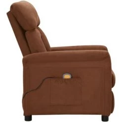 TRUE DEAL Fauteuil Inclinable De Massage Marron Similicuir Daim -Pas Cher Fauteuil Magasin 26661860 4
