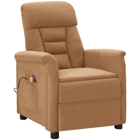 TRUE DEAL Fauteuil Inclinable De Massage Taupe Similicuir Daim 3 TRUE DEAL Fauteuil Inclinable De Massage Taupe Similicuir Daim