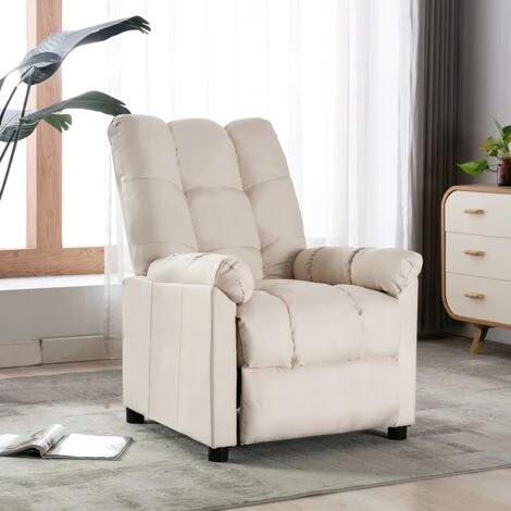 TRUE DEAL Fauteuil Inclinable Crème Tissu 3 TRUE DEAL Fauteuil Inclinable Crème Tissu
