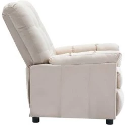 TRUE DEAL Fauteuil Inclinable Crème Tissu 10 TRUE DEAL Fauteuil Inclinable Crème Tissu -Pas Cher Fauteuil Magasin 26661882 4