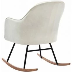 TRUE DEAL Chaise à Bascule Blanc Crème Velours -Pas Cher Fauteuil Magasin 26661896 5