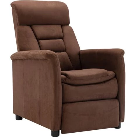 TRUE DEAL Fauteuil Inclinable Marron Similicuir Daim 4 TRUE DEAL Fauteuil Inclinable Marron Similicuir Daim – Image 2