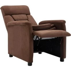 TRUE DEAL Fauteuil Inclinable Marron Similicuir Daim 9 TRUE DEAL Fauteuil Inclinable Marron Similicuir Daim -Pas Cher Fauteuil Magasin 26682105 3