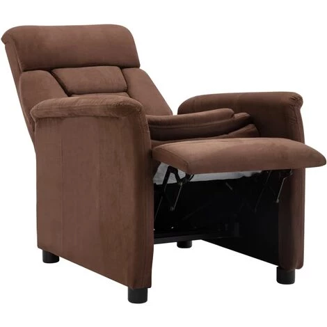 TRUE DEAL Fauteuil Inclinable Marron Similicuir Daim 5 TRUE DEAL Fauteuil Inclinable Marron Similicuir Daim – Image 3