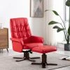 TRUE DEAL Fauteuil Inclinable Avec Repose-pied Rouge Similicuir -Pas Cher Fauteuil Magasin 26682133 1